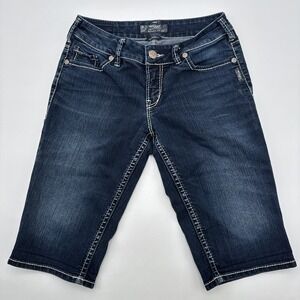 Silver Jean Dark Blue Suki Bermuda Denim Shorts Women's Size 29 90's Style Y2K